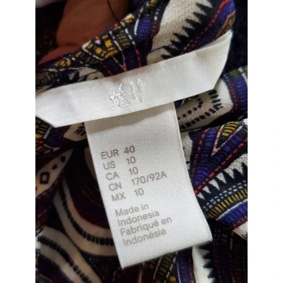 H&M Women's Multicolor 100% Polyester V-Neck Sleeveless Casual Pullover Shirt 10 - Picture 8 of 11